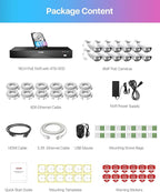 ZOSI 32CH 4K PoE Security Camera System,12pcs 8MP Outdoor Indoor PoE Cameras,Face Person Vehicle Detection,2-Way Audio,Color Night Vision,16Port 32 Channel 8MP/4K NVR with 4TB HDD for 24/7 Recording