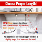 (2 Pack) SUNGATOR 24 Inch Faucet Supply Lines, 3/8" Female Comp Thread x 1/2" FIP Thread Sink Hose, 24" Stainless Steel Braided Faucet Supply Line for Bathroom, with 2 Wrenches and 1 Sealing Tape