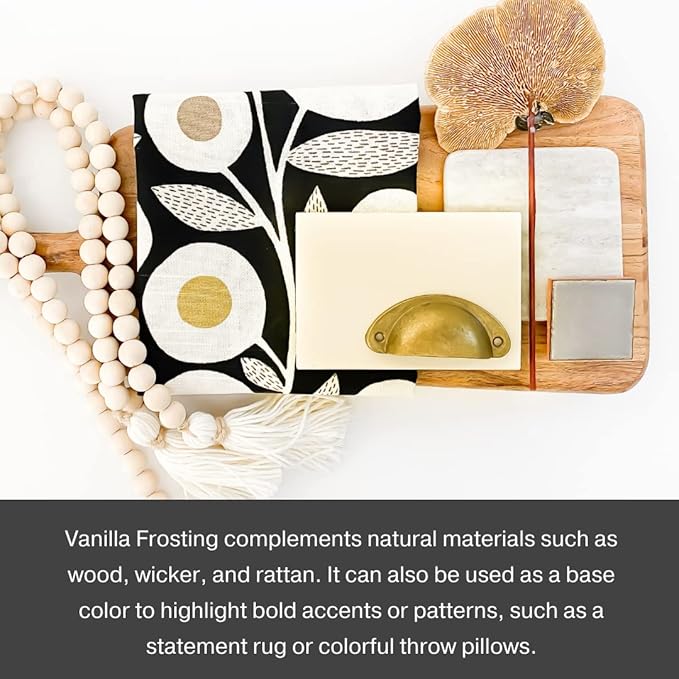 Country Chic All-in-One Chalk Paint for Furniture, Cabinets, Home Decor, Eco-Friendly, Matte Finish, Built-In Primer & Top Coat for Wood, Metal - Vanilla Frosting (Off White) - Quart 32 oz (950 ml)