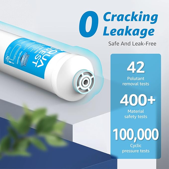 AQUA CREST 5 Years Capacity -Inline Water Filter for Refrigerator with 1/4-Inch Direct Connect Fittings, Idea for Ice Maker, RV, Refrigerator, RO System, In Line Water Line Filter, Reduces PFAS/PFOA