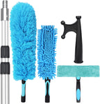 Lineslife High Ceiling Duster Kits with 4-8ft Heavy Duty Extension Pole,Extendable Reusable Cobweb,Window Cleaning Squeegee,Ceiling Fan Duster,Boat Hook, for High Roof and Glass Surfaces