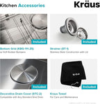 Kraus KHU111-25 Standart PRO 16 Gauge Undermount Single Bowl Stainless Steel Kitchen Sink, 25 Inch