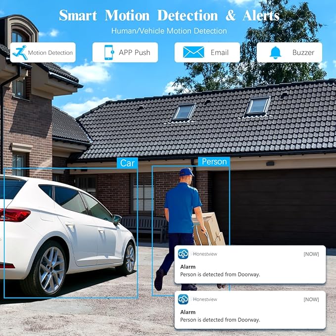 4K/8.0 Megapixel & 130° Ultra Wide-Angle 2-Way Audio PoE Outdoor Home Security Camera System Wired Outdoor Video Surveillance IP Cameras System DVR System