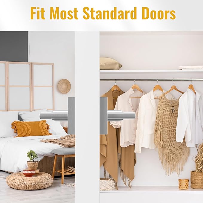 HOSOM Dummy Door Handles, Heavy Duty Decorative Single Side Non-Turning Square Lever Set for Closet, Easy Installation, Pull Only, Satin Nickel, 2 Pack