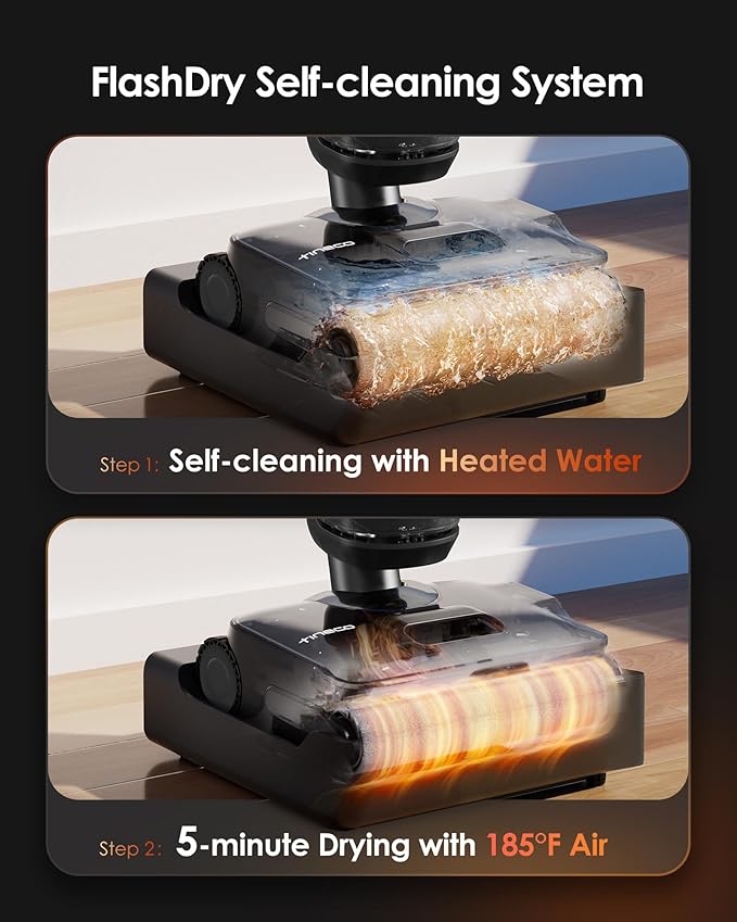 Tineco Floor One S7 Stretch Steam Cordless Wet Dry Vacuum Steam Mop All-in-One, 320℉ HyperSteam, 180° Lay-Flat, Anti-Tangle Design, FlashDry Self-Cleaning, Up to 80 Min Runtime