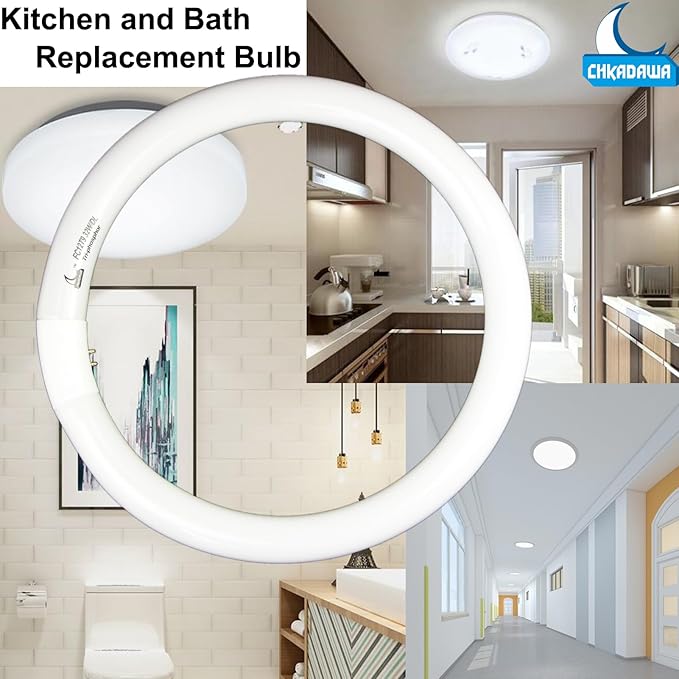 FC12T9 32 Watts Circline Light Bulbs Daylight, Circular 12 Inch T9 32W Round Fluorescent Bulb Replacement for Circle Ceiling Fixture Lamp, DL 6500K Tube, G10q 4 Pin Base, 2 Pack