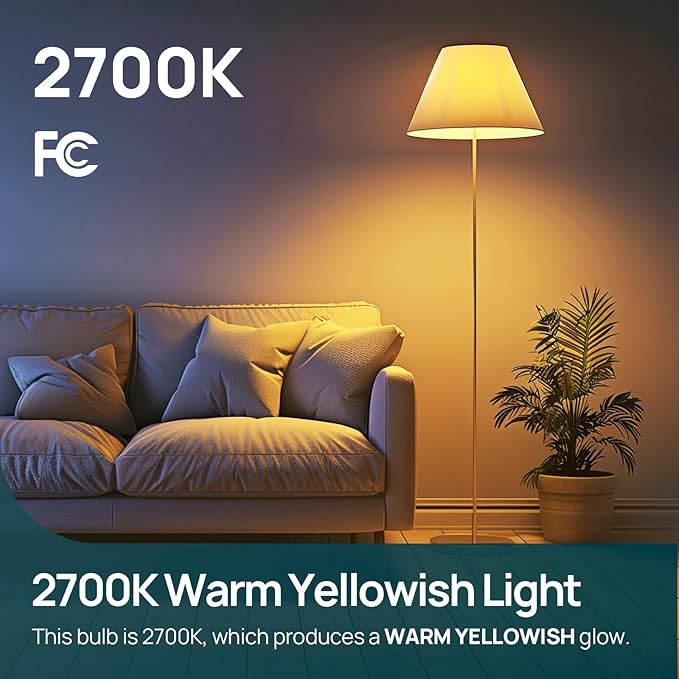 Linkind A19 LED Light Bulbs Dimmable, 60W Equivalent, Energy Efficient 9W, 2700K, 800 Lumens, E26 Standard Base, Lighting for Bedroom Living Room Home Office, 24 Packs