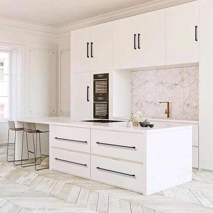 10 Pack 12.6 Inch(320mm) Hole Center Matte Black Modern Drawer Pulls Timeless Cabinet Pull Handle Vanity Pull Handle Classic Kitchen Cabinet Hardware, Screws Included, M-Black(12.6x10)