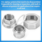 ChillWaves 304 Stainless Steel Cast Pipe Fitting, Union，1" NPT Female，Thread Adapter(2-PACK)