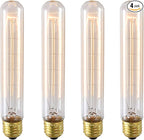 E26 40W Vintage Light Bulb T9/T185 Antique Filament Lamp T10/T30 Long Tubular Bulb Retro Amber Incandescent Light for Chandelier Pendant Industrial Hanging Light 2200K Warm White AC 110V Pack of 4