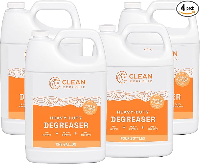 Clean Republic Heavy-Duty Degreaser, Multi-Surface Cleaner for Ovens, Stove Tops, Grills, and More, 1 Gallon Bottle, 4-Pack