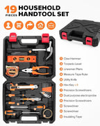 19pcs Household DIY Tool Set, Basic Tools for Home, Office, Dorm, General Hand Kit with Storage Case