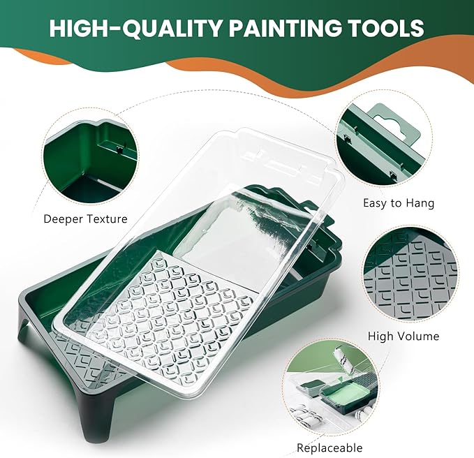 Paint Roller Kit, 15 Pcs 4 Inch Small Roller, Paint Tray, Paint Tray Liners and Paint Roller Frame, Home Improvement Paint Supplies, Mini Paint Rollers for Painting Walls