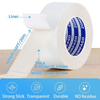 Heavy Duty Double Sided Tape, 2inx66FT/50mmx20m, White,Clear Mesh, Extra Strong Adhesive for Carpets, Picture Hanging, DIY Projects - Hand Tearable