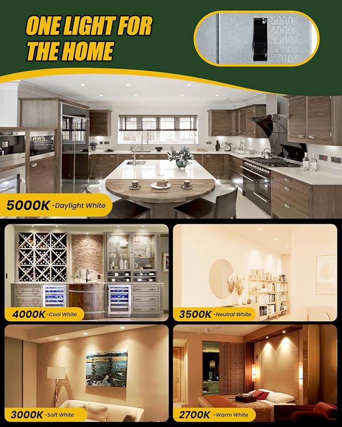 ZYC Gimbal LED Recessed Lighting - 3 Inch 5CCT 7W 360° Rotation Adjustable Eyeball Light,LED Swivel Spotlight,Directional Sloped Ceiling Light,Dimmable Canless Wafer Downlight Pack of 6 Bronze.