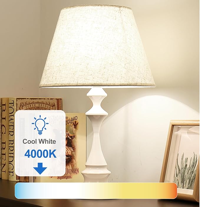 TJOY 24 Pack A19 LED Light Bulbs, 60 Watt Equivalent, Efficient 9W, Cool White 4000K, E26 Standard Base, Neutral White Light Bulb, Non Dimmable Energy Saving for Home, 800LM, 120V, 80 CRI, UL Listed