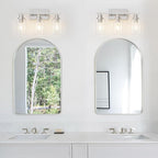 3 Light Bathroom Light Fixtures Brushed Nickel Vanity Light Over Mirror Modern Farmhouse Wall Lighting Sconces Wall Lamp for Bathroom, Bedroom, Living Room E26 Socket with Glass Shade