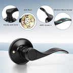 Knobonly 1 Pack Single Side Closet Door Handles, Non-Turning Right and Left Black Dummy Door Handle, Door Handle no Lock, Zinc Alloy