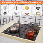 Karinear Drop-in 4 Burner Electric Cooktop 24 Inch Radiant Cooktop, Electric Stove Top with Residual Heat Indicator, Child Safety Lock, Timer, 220-240V, 6000W, Hard Wire(No Plug)