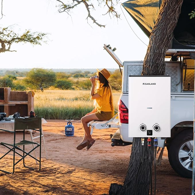 GASLAND Goshower G10 2.64GPM Outdoor Propane Tankless Water Heater, Ultra Slim PortableCamping Propane Shower for Off Grid, 68,000 BTU