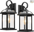 Black Exterior Light Fixtures 2-Pack, Anti-Rust Aluminum Outdoor Wall Lights for House Porch Lights IP65 Waterproof Clear Glass Outdoor Sconces Wall Mount Wall Lanterns, Matte Black