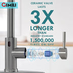 GIMILI Black Stainless Touchless Kitchen Faucet with AC Adapter, Smart Motion Sensor Hands Free Single Handle Kitchen Sink Faucet with Pull Down Sprayer