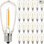 25 Pack ST40 Vintage LED Edison Bulbs Dimmable, Shatterproof 0.6W Energy Efficient E17 LED Replacement Bulbs for Outdoor String Lights, E17/C9 Intermediate Base Bulb Waterproof, Warm White 2700K
