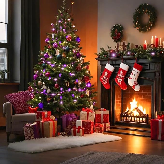 C7 Replacement Bulbs, Dark Purple LED Halloween Lights, Christmas Light Replacement Bulbs for Xmas Tree Patio Holiday Party Prom Wedding Decor, E12 Candelabra Base -10 Pack