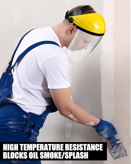 12 Pack Safety Face Shield for Grinding and Cutting, Full Impact Resistant Face Shield Mask for Work Chemical Woodworking (Yellow)