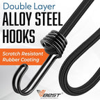 6 Piece Small Bungee Cords with Hooks 12 Inch - Heavy Duty Outdoor, UV & Weather Resistant Short Bungie Cords with Hooks - Strong Mini Bungee Straps