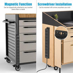 HHSOET Magnetic Mount Power Strip, 8 Outlet Mountable Socket, Metal Heavy Duty Surge Protector, Gaming Table Outlet, Easy to Fix Without Drilling or Taping, 6FT Extension Cord.(Black)