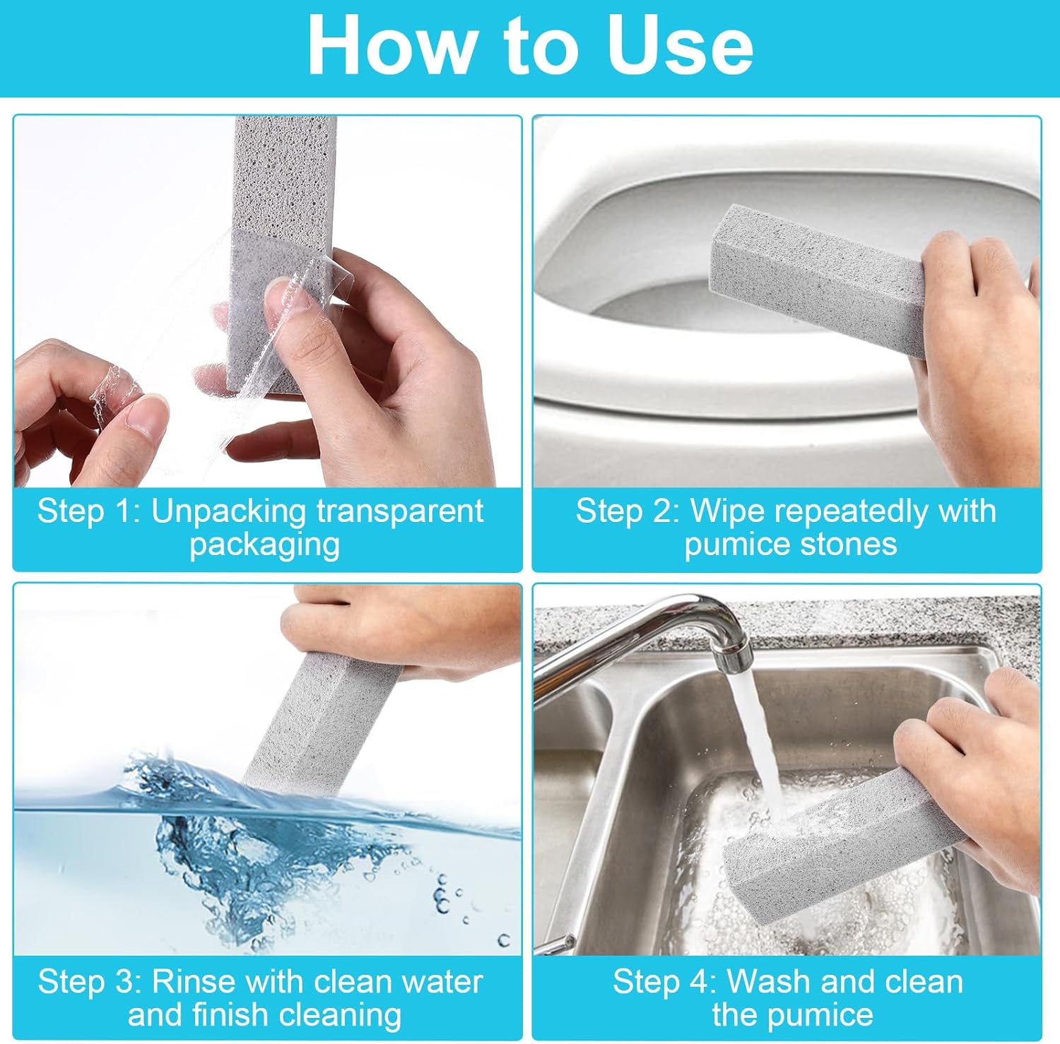 36 Pack Pumice Stone for Toilet Bowl Cleaner, Pumice Stone Remove Hard Water Rings, Calcium Buildup, Grease, Suitable for Bathroom, Kitchen Sink, Grill, Pool, Household (Grey, 5.9 x 1.4 x 1inch)