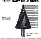 1/4 to 2 Inch Step Drill Bit Spiral Grooved Double Fluted, Large M2 High Speed Steel Drill bits for Hole Drilling in Stainless Steel, Copper, Aluminum, Wood, Plastic