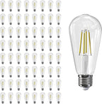 Jensense LED Edison Light Bulbs 8 Watt Dimmable 5000K Daylight White, E26 60 Watt Equivalent, Vintage Bulbs 800lm CRI 90 Clear Glass 64 Pack