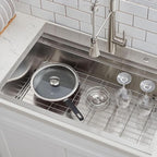 SHACO 33x22 Inch Drop In Kitchen Sink, 33 Inch All In One SUS304 Stainless Steel Top Mount Single Bowl Overmount Double Ledges Workstation Sink with Accessories, Brushed Nickel