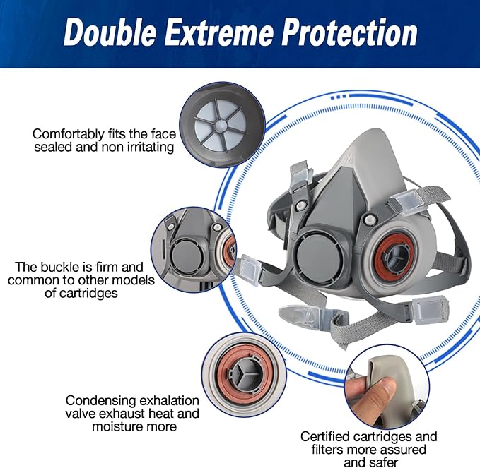 6200 Half Face Respirator Mask with Filters, Gas Mask Ideal for Painting, Woodworking, Sanding, Spraying