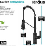 KRAUS Allyn Commercial Style 2-Function Single Handle Pull Down Kitchen Faucet in Matte Black, KPF-4110MB