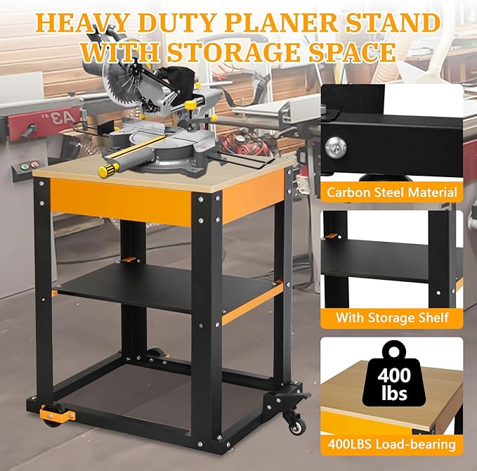 Planer Stand with Wheels,500 lbs Load Capacity Tool Stand,Heavy Duty Power Tool Stand, for Most Planers, Saws, Bench-top Machines, Power Tools