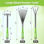 WORKPRO 6-Piece Garden Tool Set, Heavy Duty Gardening Hand Tools with Soft Rubber Handle, Including Trowel, Rakes, 2-in-1 Hoe and Crack Weeder, Ideal Gardening Gifts for Men and Women