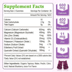 High Absorption Calcium Magnesium Zinc Gummies, Calcium Magnesium Supplement with Potassium Vitamin D3 for Bone & Teeth Strength, Muscle Function - Blueberry Flavor 60 Cts