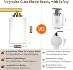 4-Light Bathroom Light Fixtures, 27" Modern Vanity Lights Over Mirror with Milky White Glass Shade, Gold Wall Sconce, Classic Wall Light Fixture for Mirror Living Room Cabinet Bedroom Porch Kitchen