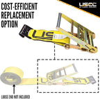 US Cargo Control 4 Inch x 11 Inch Fixed End (2-Pack), Zinc-Coated Ratchet and Black Flat Hook, 5,400 lbs Working Load Limit, 4 Inch Ratchet Strap Fixed Ends for Flatbed Trailers and Trucks