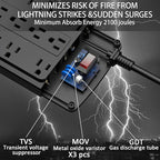 18 Outlets Surge Protector Power Strip - 6 Feet Flat Plug Heavy Duty Extension Cord with 18 Widely Outlets and 4 USB Ports, 2100 Joules, Black, ETL Listed