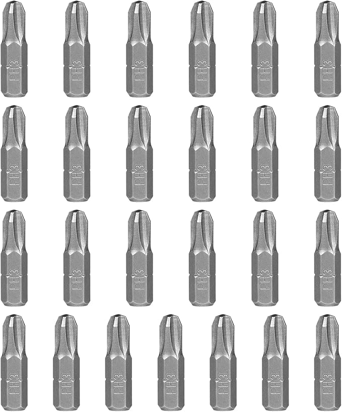 HPHOPE PH3 Screwdriver Bit Set, Phillips #3 Bits 1/4" Hexagon Bit (Length: 1", 25 Pack)