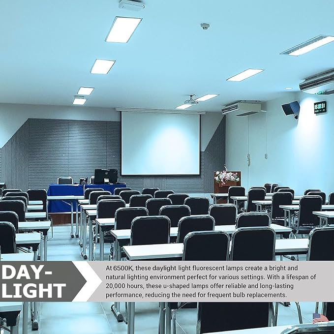 Diodesy- U-Bend T8 Fluorescent Tube Light Bulb 32W 3000 Lumens 6500K Daylight G13 Miniature Bi-Pin Base Rohs Compliant Pack of 12- U Shaped Linear Replacement Lamp