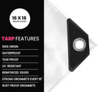 PROTARP Extreme Heavy Duty 22 Mil Tarp Cover, Waterproof, UV Resistant, Rip and Tear Proof, Poly Tarpaulin with Reinforced Edges for Roof, Camping, Patio, Pool, Boat. (White 24′ X 30′)