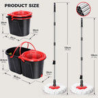 Spin Mop and Bucket with Wringer Set for Home,360° Mop and Bucket with Separate Clean and Dirty Water,Wet Dust Mop for Floor Cleaning with 3 Mop Heads