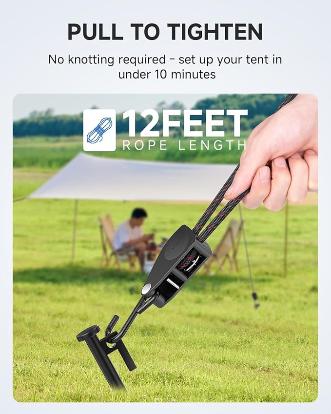 Fondwell 1/4" Tie Downs Ratchet Straps: 8 Pack of Heavy Duty Adjustable Rope Hangers for Various Hanging and Strapping