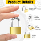 4 Pcs Solid Brass Keyed Padlock, Small Yellow Gym Lock, Strong Padlock with Same Key for Luggage Toolbox (30mm 1-3/16'')