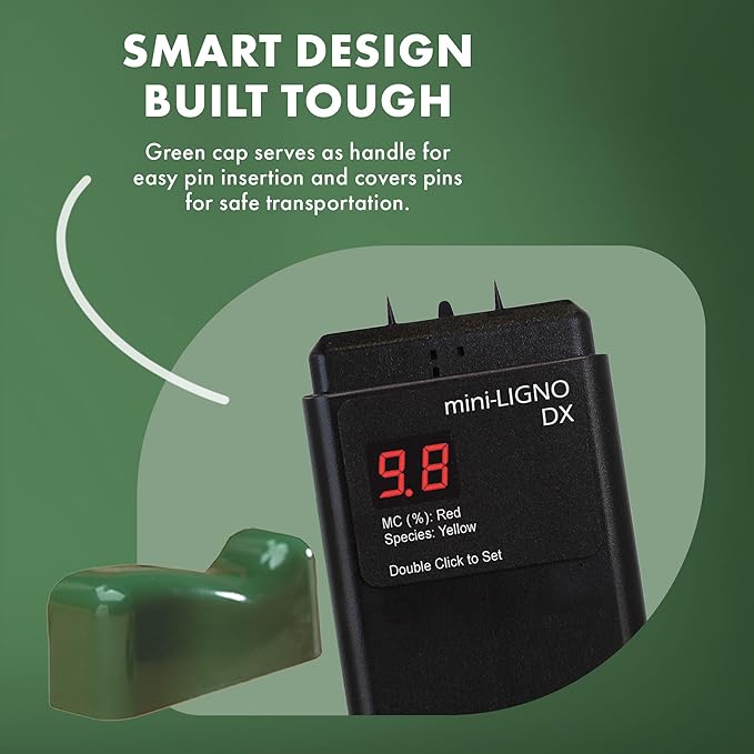 mini-Ligno DX Moisture Meter for Wood, Bamboo, Subfloors, OSB, Laminates, Gypsum, Drywall & Wall Boards, Tester for Woodworking, Flooring & Restoration Projects, Moisture Meters for Detection